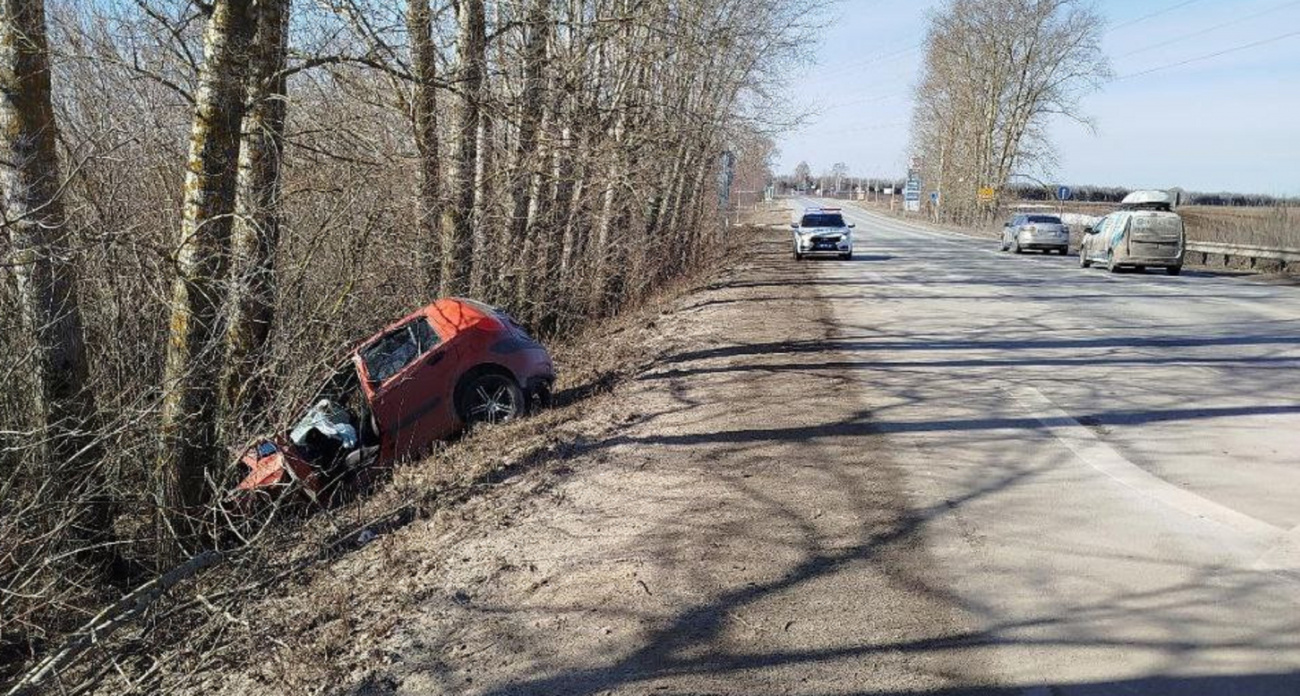 Неопытная автомобилистка врезалась в дерево под Новочебоксарском