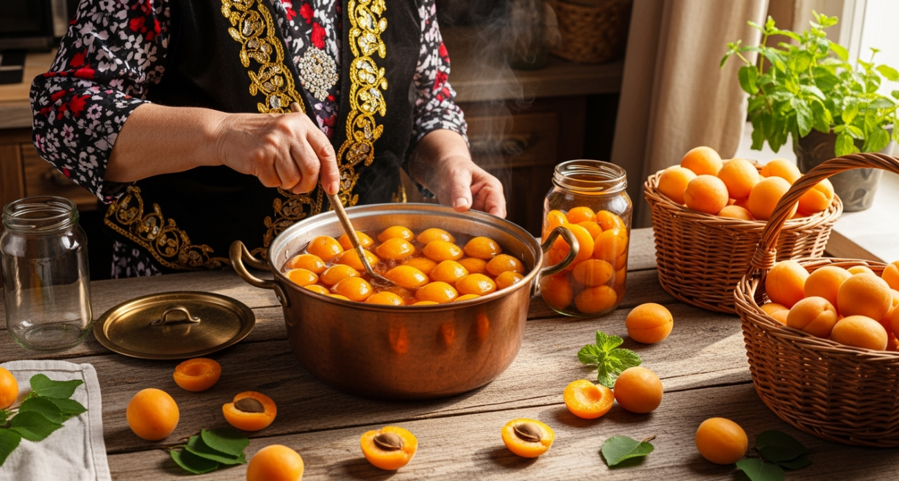 Абрикосовое варенье по-узбекски: благодаря особой технологии сироп становится ароматнейшим, а плоды сохраняют форму