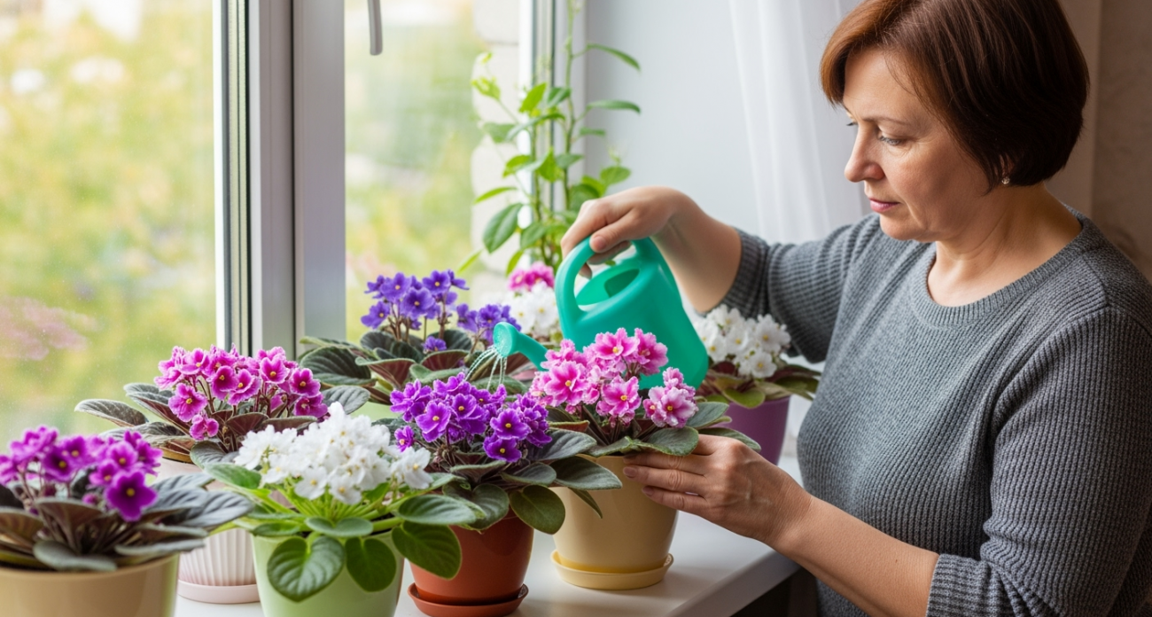 Лью это в горшок в августе — фиалка цветёт как на выставке с эталонной бутонизацией