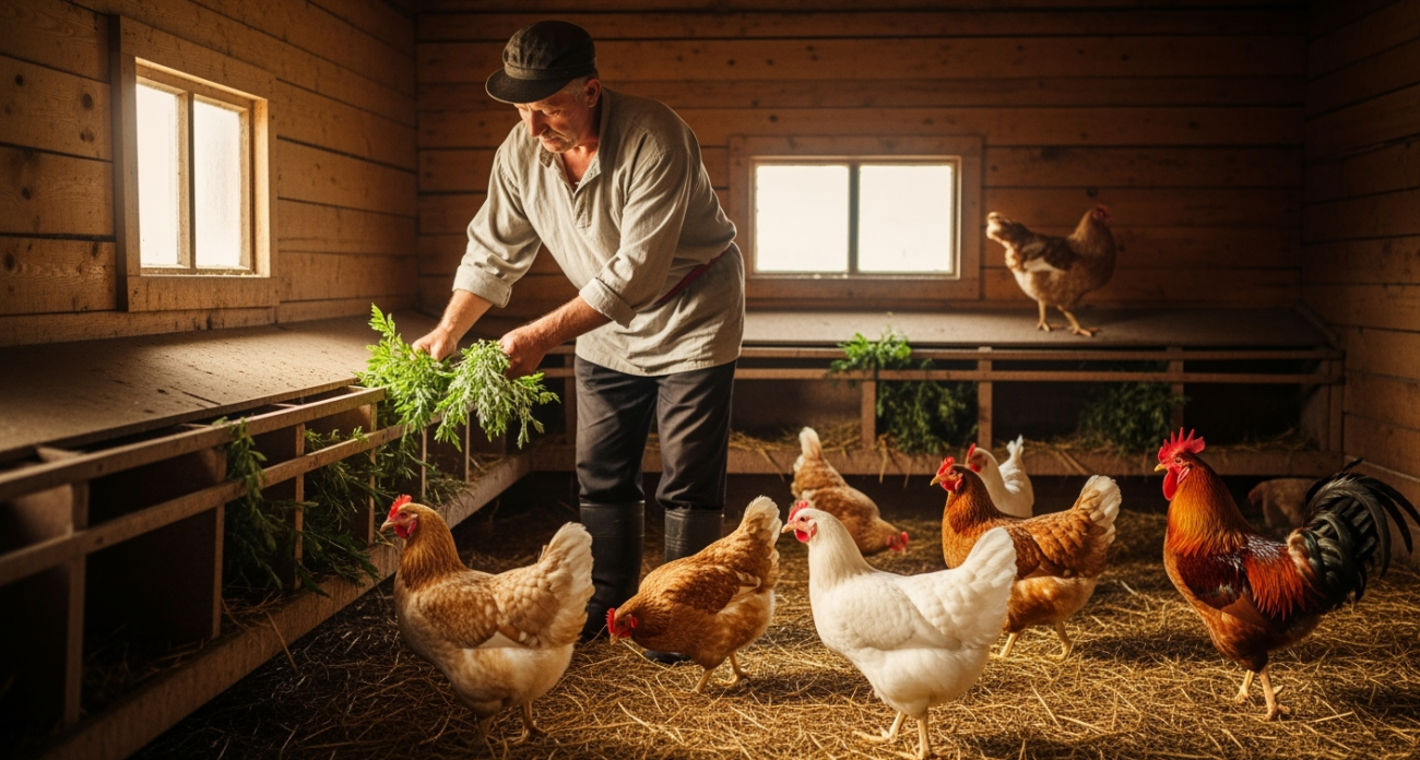 Вши с кур сбегут сверкая пятками: закиньте 3 веточки в курятник и облысение несушкам не грозит