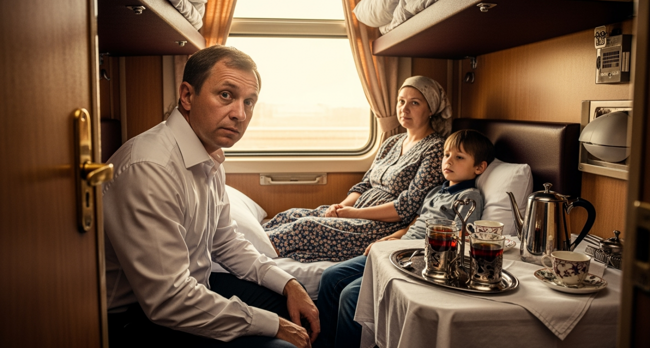 Выкупил всё купе и пошел поесть — вернулся, а там сидят мама с сыном