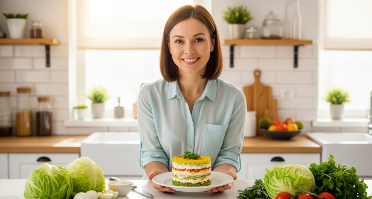 Летний салат "Снежная нежность" с печенью трески: даже те, кто не любит рыбу, будут в восторге