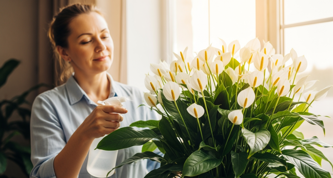Щепотка в воду для спатифиллума — белоснежное покрывало цветов круглый год: эффект просто вау