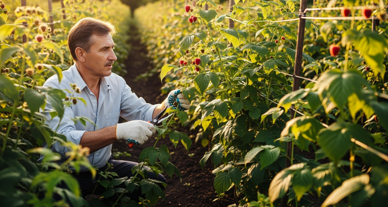 Ученый-агроном раскрыл секрет осенней обрезки малины для двойного урожая в следующем году