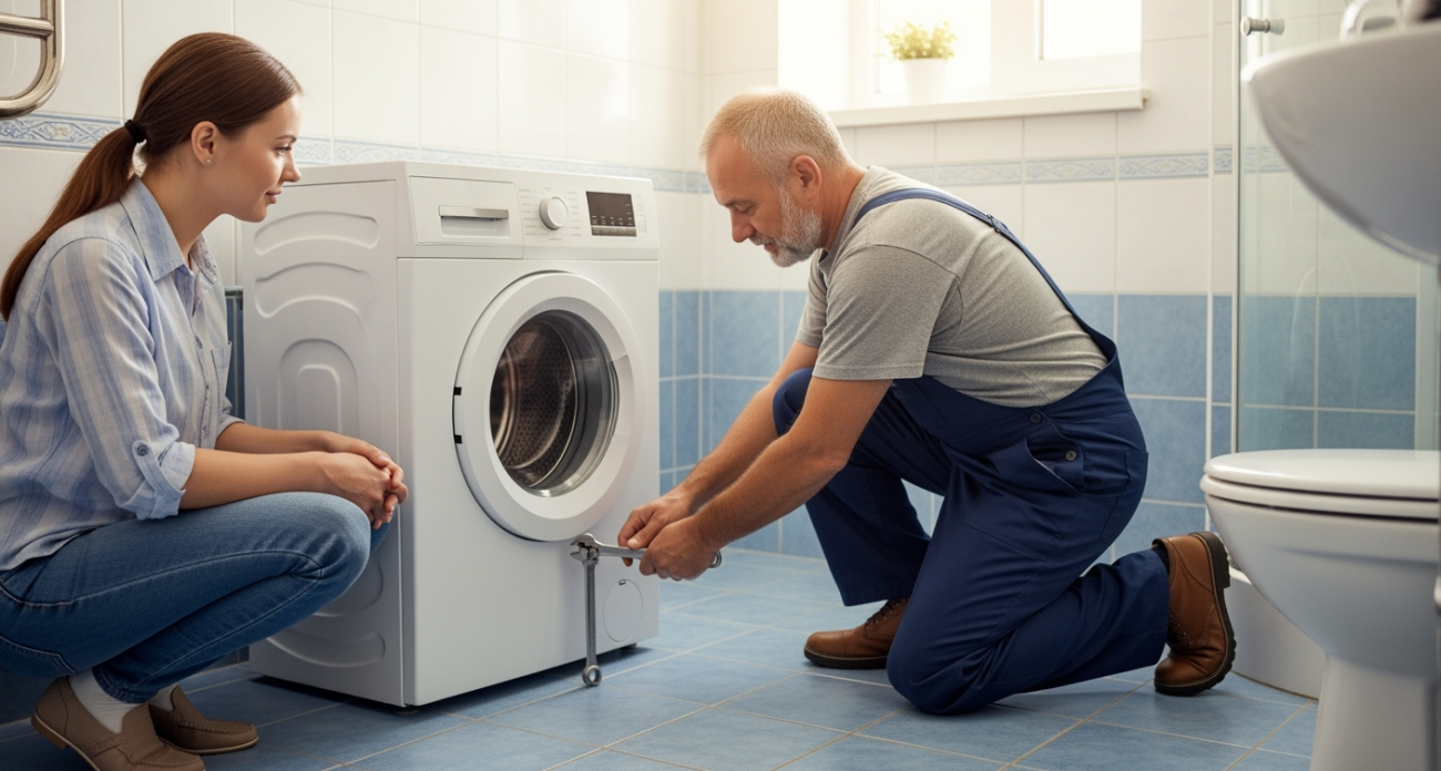Стиральная машина больше не прыгает по ванной — важную хитрость раскрыл опытный сантехник