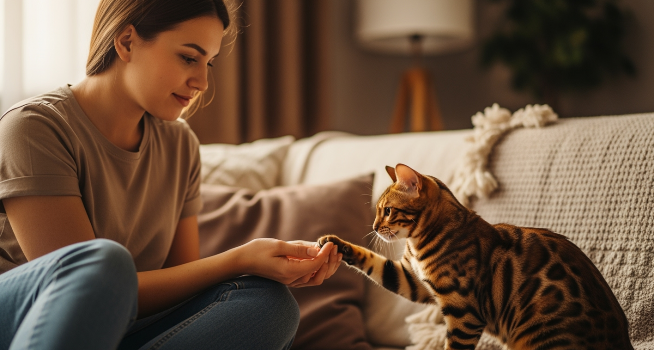 Запомните раз и навсегда: вот что на самом деле означает, когда кошка трогает вас лапой