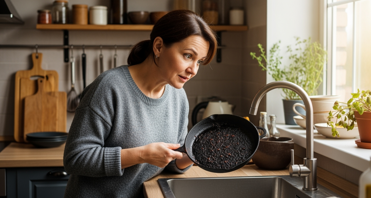 Почему хозяйки с 30-летним стажем кладут сковороду в пакет с нашатырем на сутки
