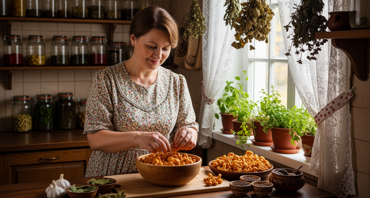 Секрет хрустящих маринованных опят, который 20 лет скрывала моя свекровь: двойное отваривание меняет всё