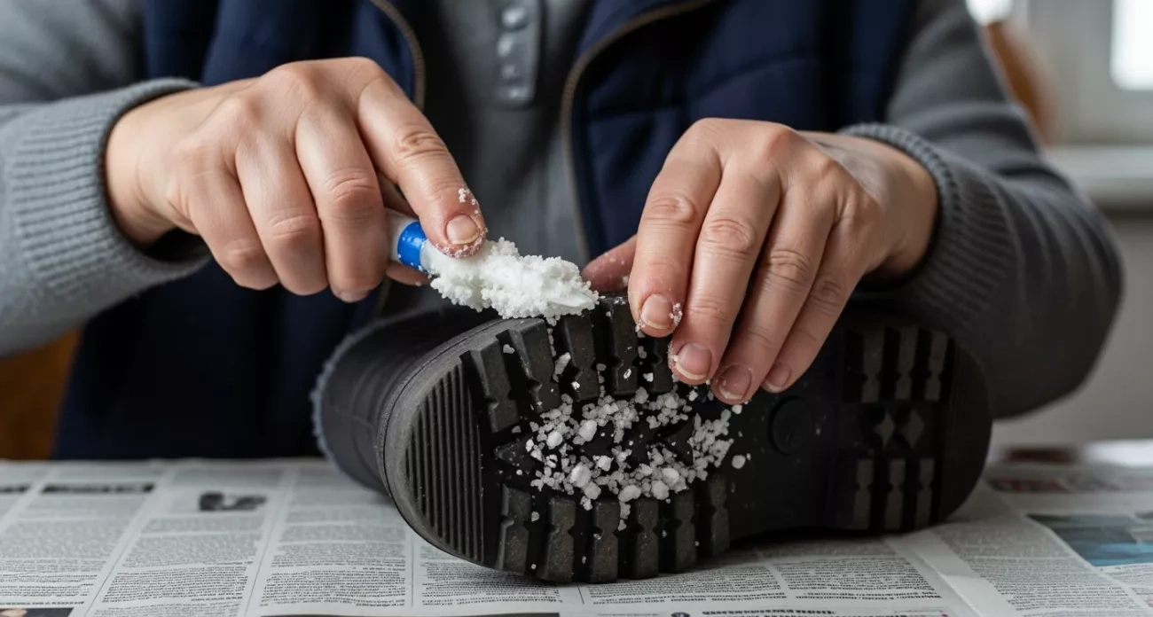 Подошва перестала скользить на льду после нанесения одного слоя: теперь сцепление лучше, чем на сухом асфальте