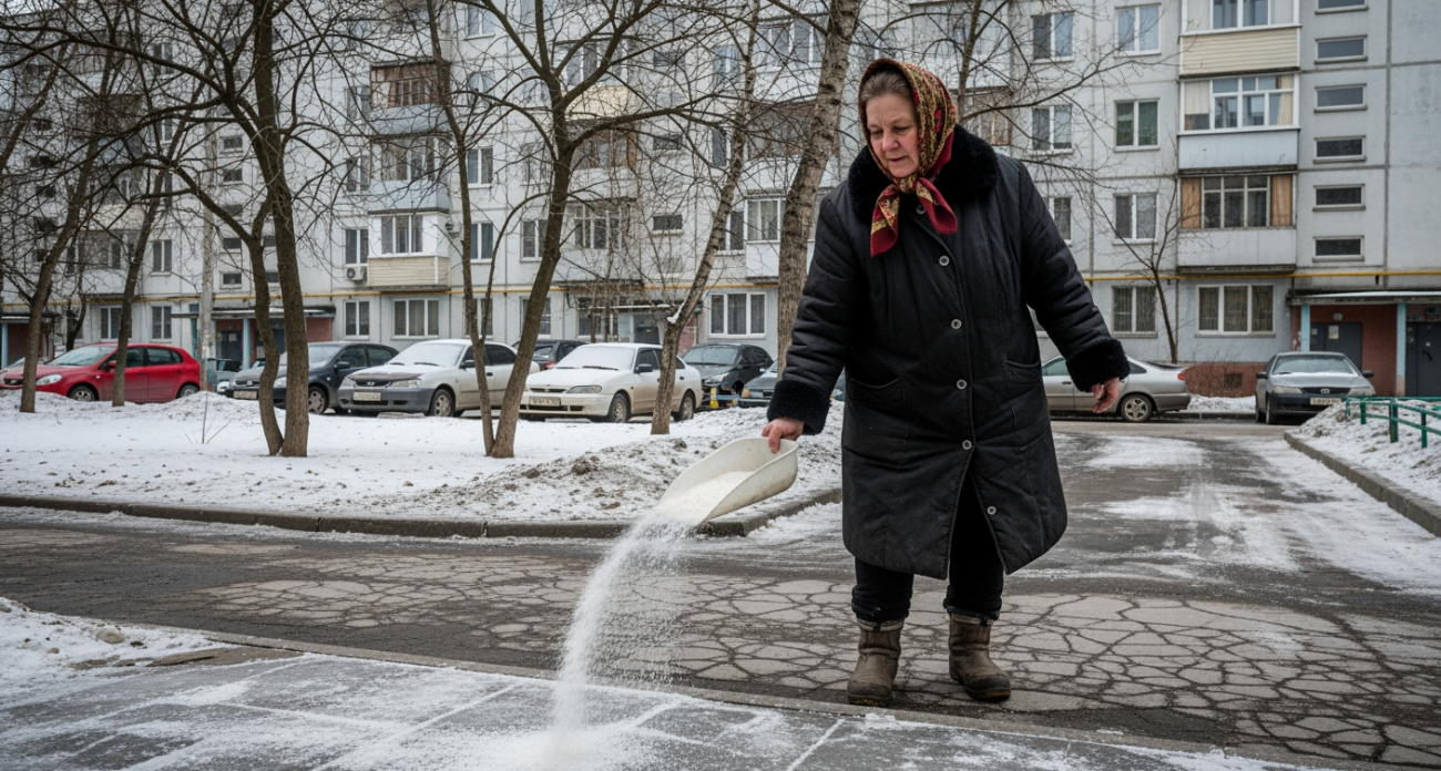 Забудьте про соль и песок: это средство плавит лёд за 15 минут и стоит копейки