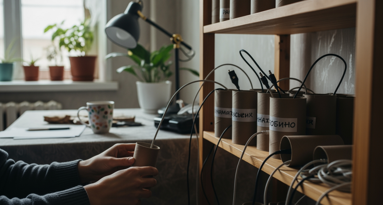 Обычные втулки от туалетной бумаги превращают хаос в доме в идеальный порядок за копейки