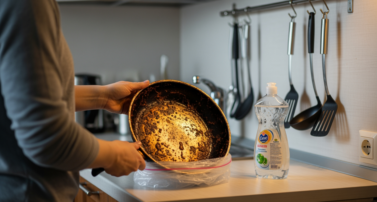 Хозяйки делятся секретом как обычный пакет за 60 секунд возвращает сковороде первозданный блеск
