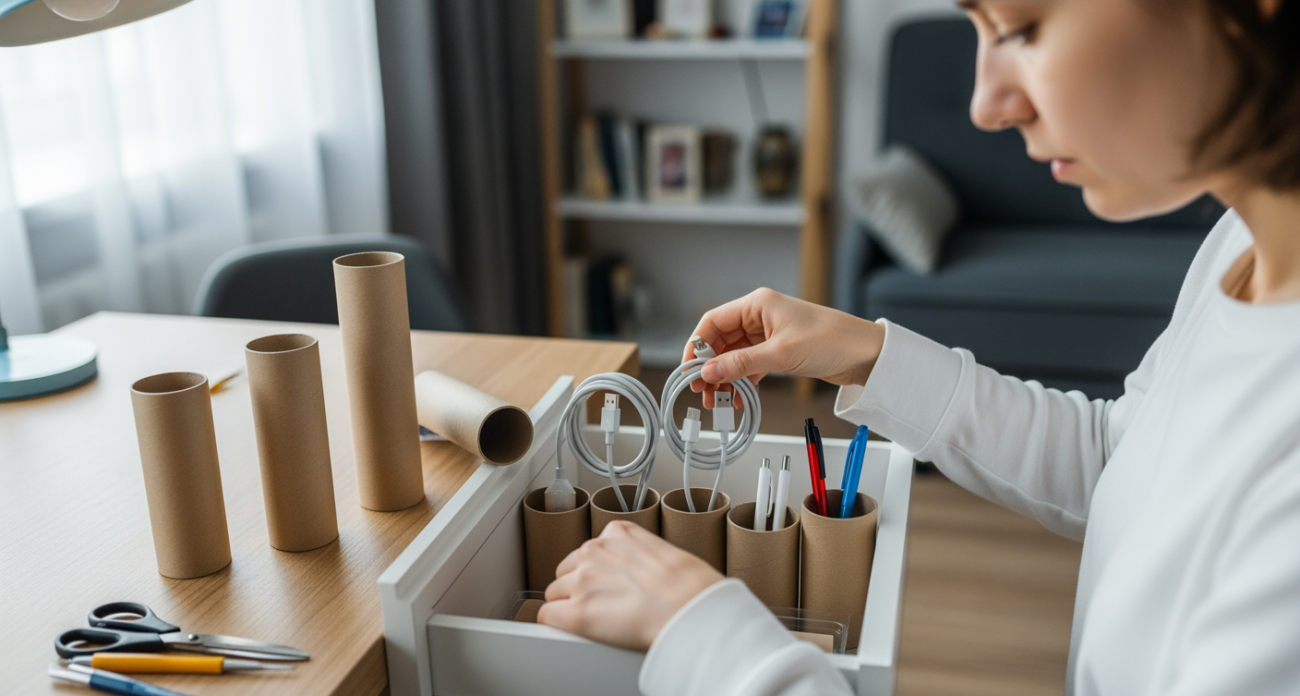 Втулки от туалетной бумаги организуют ящики лучше чем системы хранения за тысячи рублей