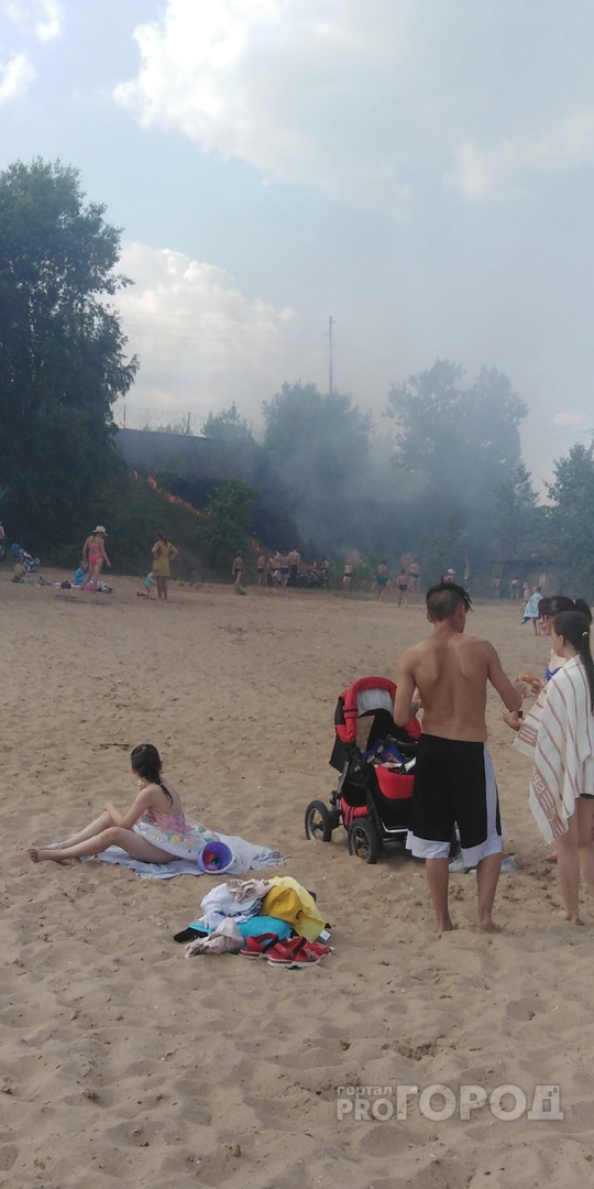 В Новочебоксарске горит пляж, загорающие тушат пожар самостоятельно