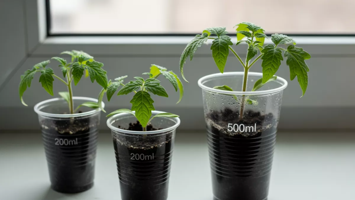 Посадила томаты в 200 и 500 мл и обалдела от результата: опытные огородники спорят об этом годами, а я взяла и сравнила 