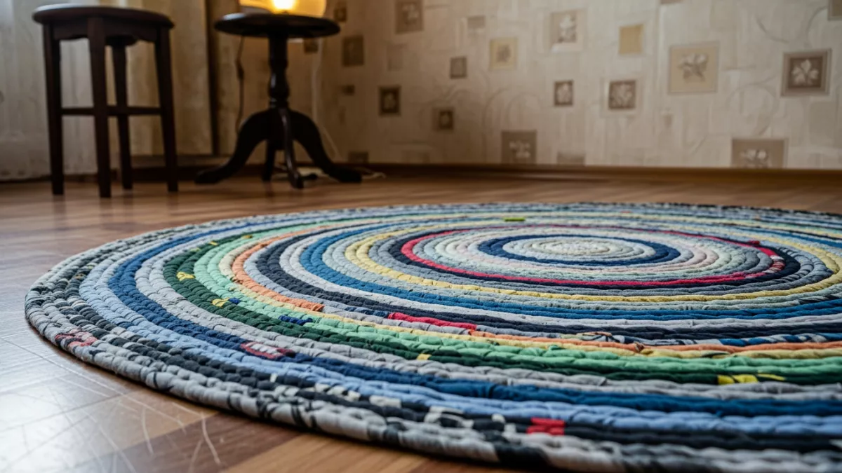 По совету бабушки старые футболки больше не выкидываю: показываю, как за вечер сплести коврик и сэкономить деньги