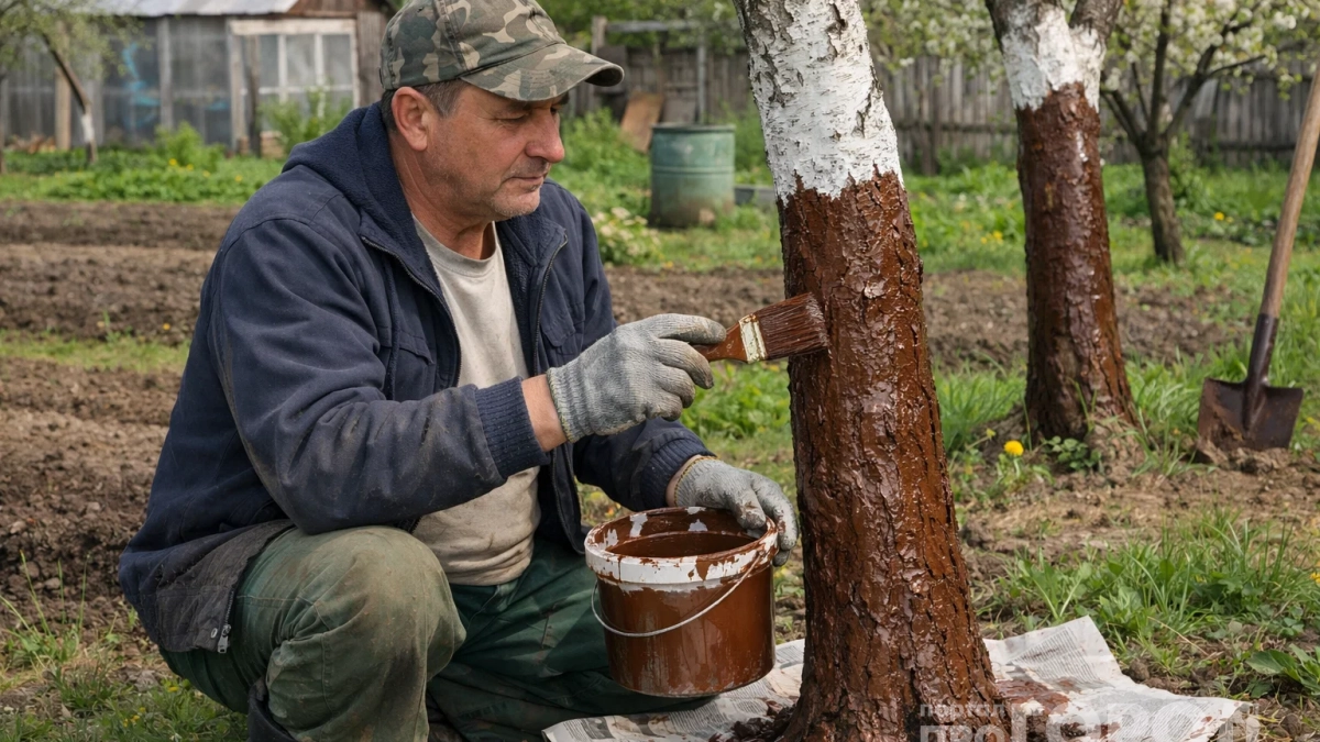 Вместо известковой побелки делаю пасту из 2 средств: держится намертво и деревья защищены — соседи обзавидовались