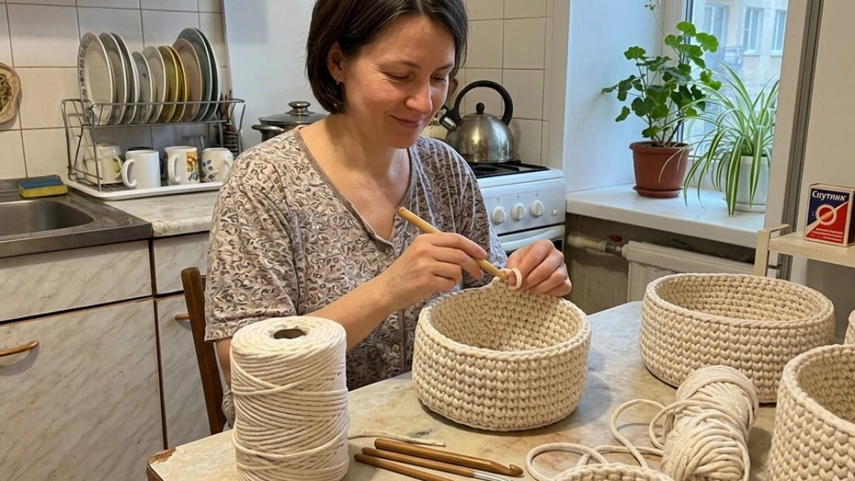 Старые веревки берегу как зеницу ока: мастерю за пару часов даже без клея дизайнерские корзинки - подруги обзавидовались