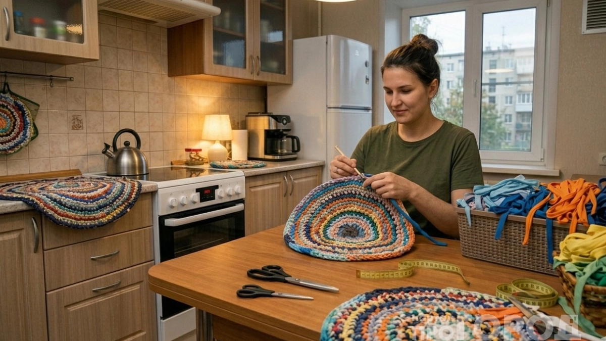 Подарила заношенным футболкам вторую жизнь: простая техника плетения дизайнерских ковриков - справится даже ребенок