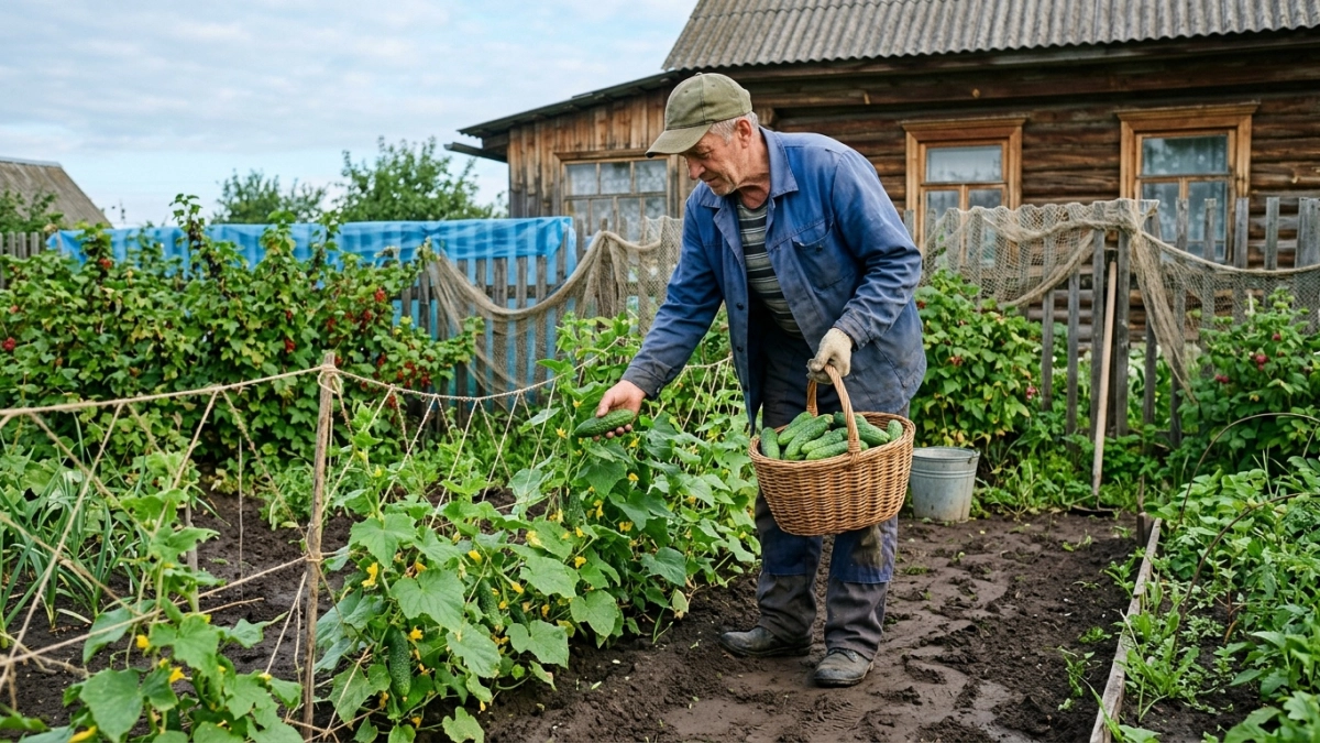 Одна столовая ложка на квадратный метр: секретная "заправка" разгоняет рост — огурцы ломятся с ветки и хрустят до осени