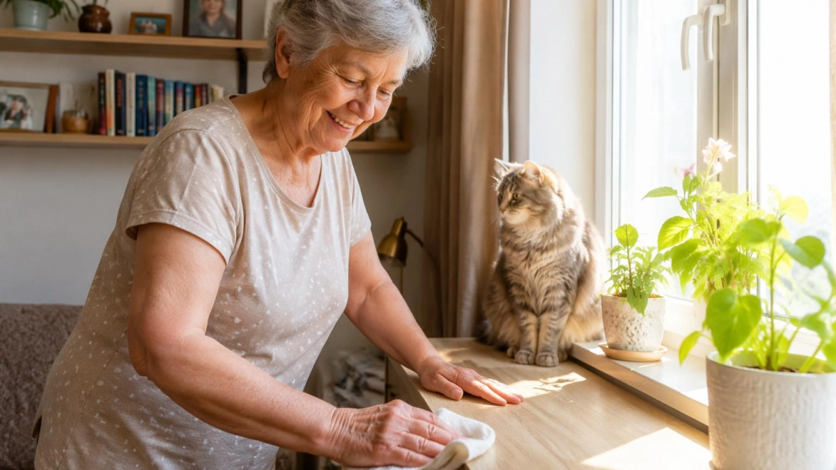 75-летняя соседка с двумя кошками живет в идеальной чистоте