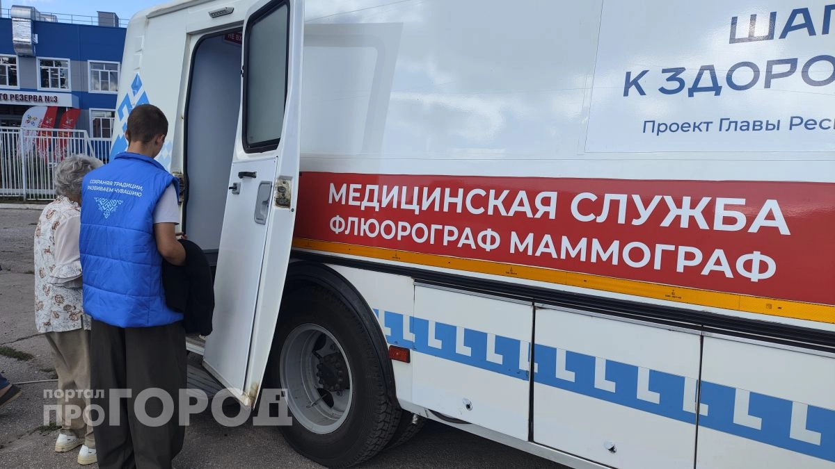 В Новочебоксарске у спорткомплекса открылся мобильный пункт здоровья: маммография, анализы, эндокринолог и кардиолог