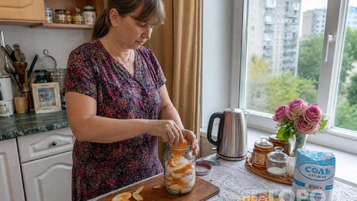 Кожура апельсина плюс соль — и никаких затрат: всю зиму нахваливаю себя за эту простую хитрость