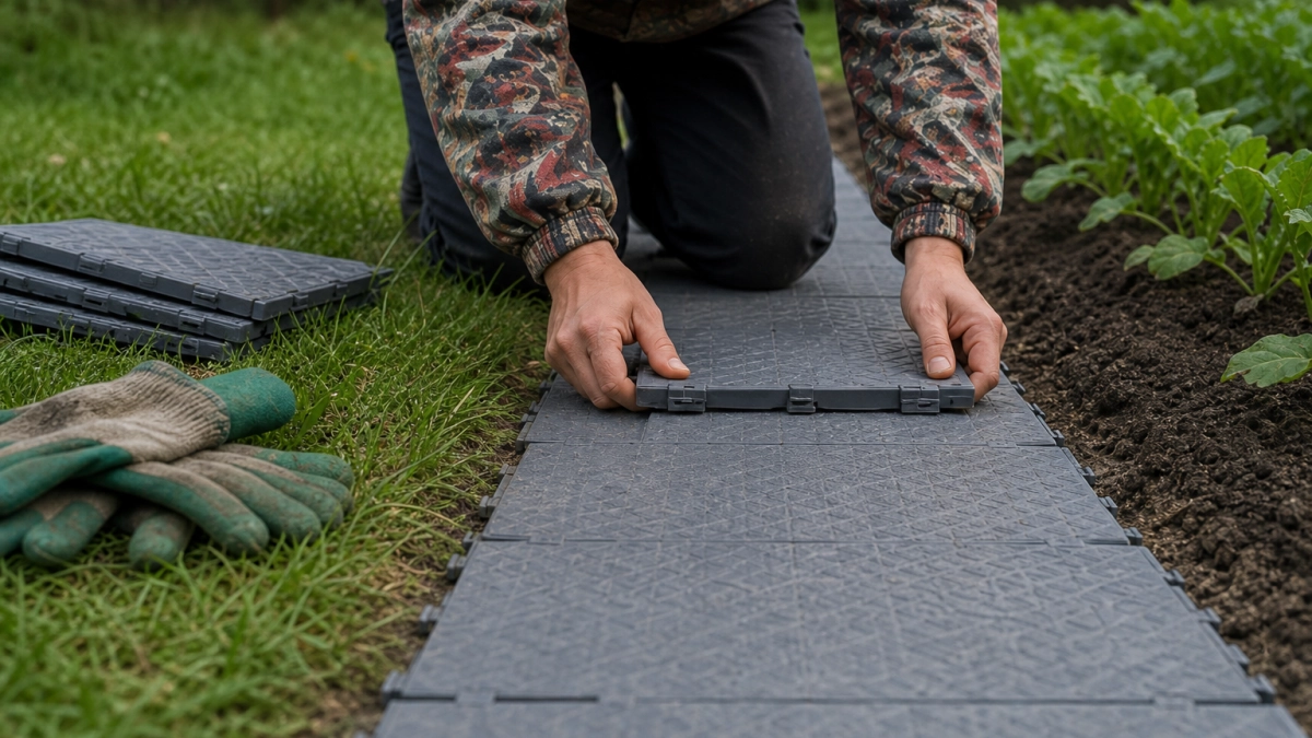 Дорожки из кирпича больше не колочу: сметаю на Ozon пластиковую плитку-пазл — не плывёт весной и не зарастает мхом