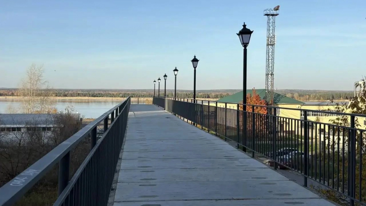 На большом пешеходном мосту в Новочебоксарске появилось освещение