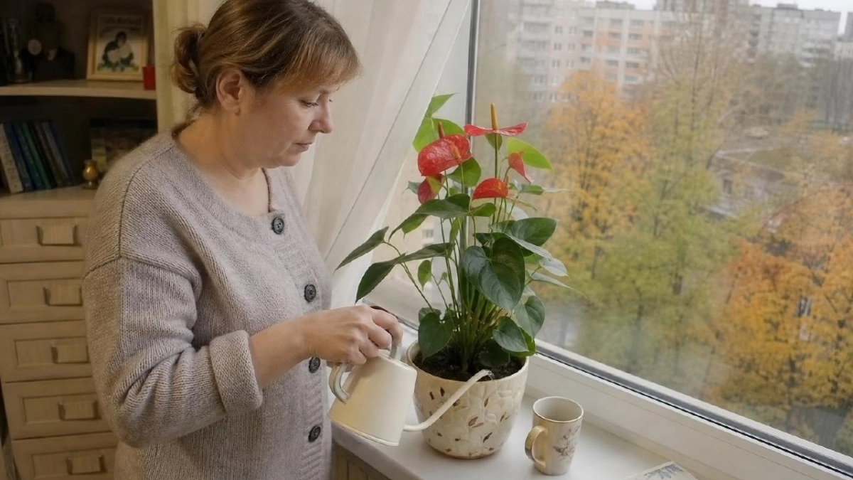 3 капли в воду — и антуриум зажигает алые «свечи»: осенняя подкормка будит цветоносы
