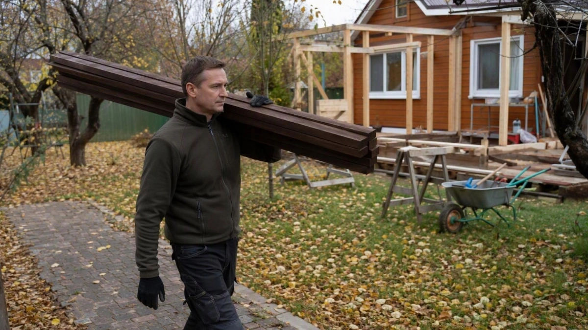 Охапка досок и ведро саморезов — и у дома вырастает уютный деревянный «причал»: без бригады и сложных чертежей